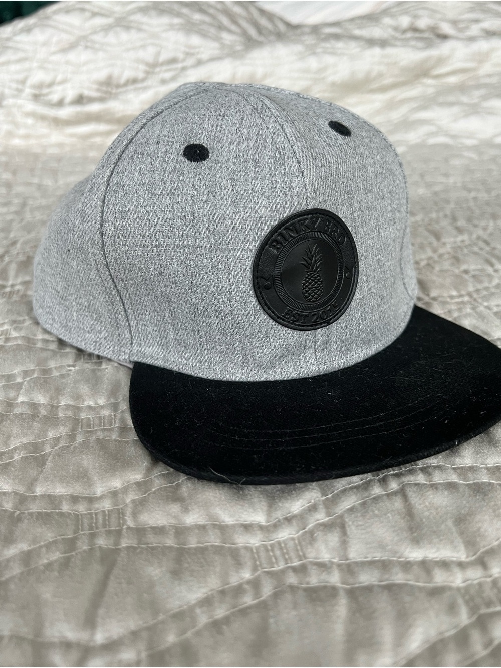 Binky Bro Light Gray Toddler Snapback Hat with Black Pineapple Accent